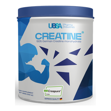 UBSA Creatine Monohydrate 300 g — supplied product mockup, 60 servings — PROTEIN DISTRICT Lebanon