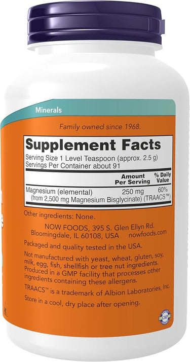 Now Magnesium Bisglycinate Powder
