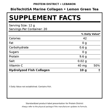 BioTechUSA Marine Collagen Supplement Facts - Protein District Lebanon