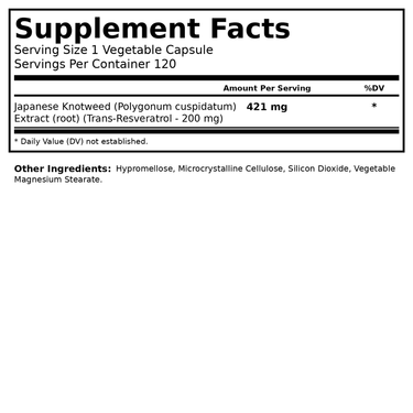 Force Factor Resveratrol Nutrition Facts