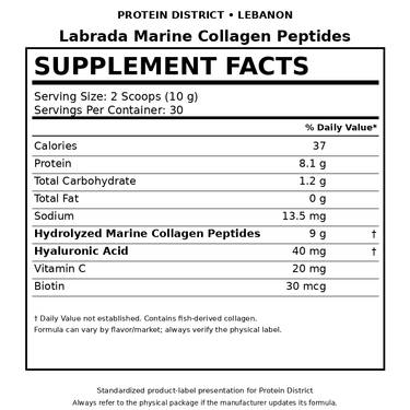 Labrada Marine Collagen Peptides Supplement Facts - Protein District Lebanon