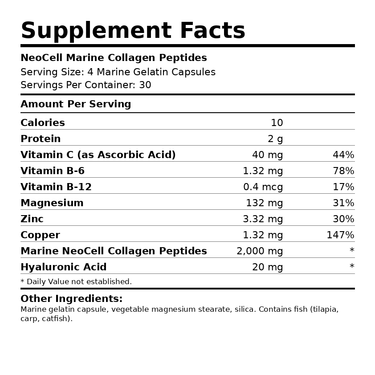 NeoCell Marine Collagen Peptides Supplement Facts - Protein District Lebanon