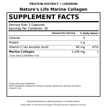 Nature's Life Marine Collagen Supplement Facts - PROTEIN DISTRICT Lebanon