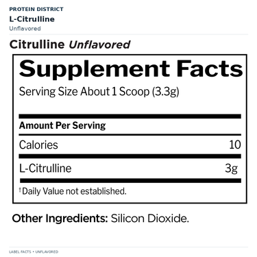 Rule 1 Citrulline — Unflavored — Nutrition Facts and ingredients | PROTEIN DISTRICT Lebanon