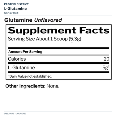 Rule 1 Glutamine — Unflavored — Nutrition Facts and ingredients | PROTEIN DISTRICT Lebanon