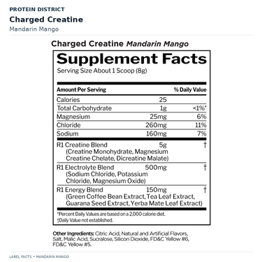 Rule 1  Charged Creatine — Mandarin Mango — Nutrition Facts and ingredients | PROTEIN DISTRICT Lebanon