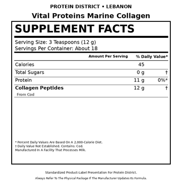 Vital Proteins Marine Collagen Supplement Facts - PROTEIN DISTRICT Lebanon