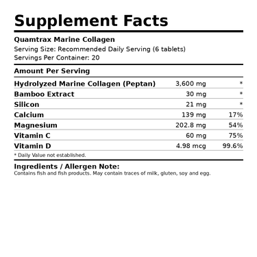 Quamtrax Marine Collagen Current Supplement Facts - Protein District Lebanon