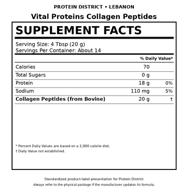 Vital Proteins Collagen Peptides Supplement Facts - Protein District Lebanon